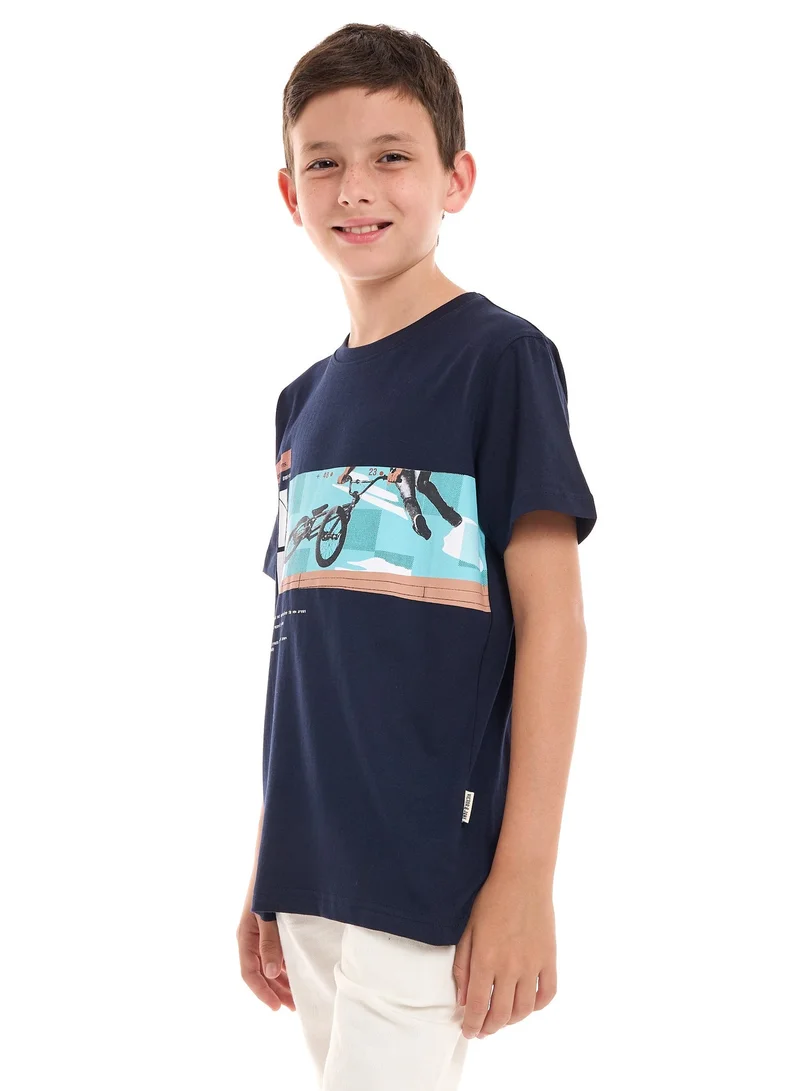 Victor And Jane  Boys Graphic T-Shirt (6-12Y)- Blue for Men | Best Price UAE